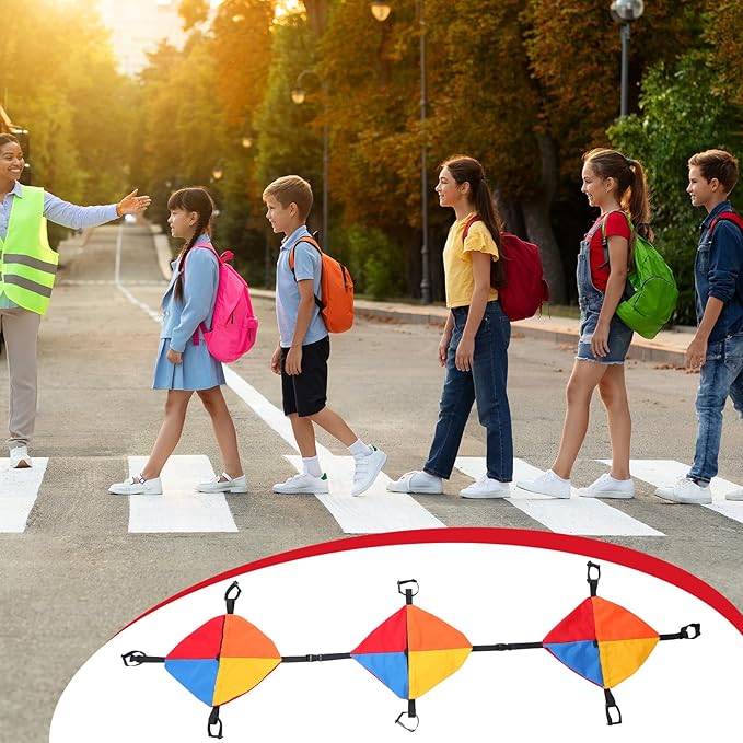 Children Safety Walking Rope for Preschool with Pockets Fits Up to 6 Children 2 Teachers for Toddlers Kids Outdoor Daycare Walk line Guides