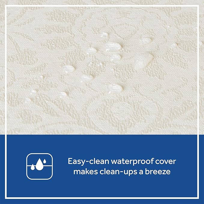 Sealy Baby Antibacterial Waterproof 2 Sided Contoured Diaper Changing Pad for Dresser or Table, Durable Easy to Clean Surface, Supportive Soybean Enhanced Foam, Made in USA, White, 32x16"