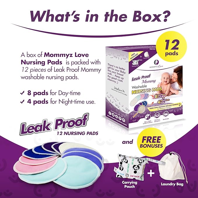 Nursing Mom Basic Kit - Gel Nursing Pads for Hot and Cold Breast Therapy + Washable Organic Nursing Pads with Daytime and Overnight Protection