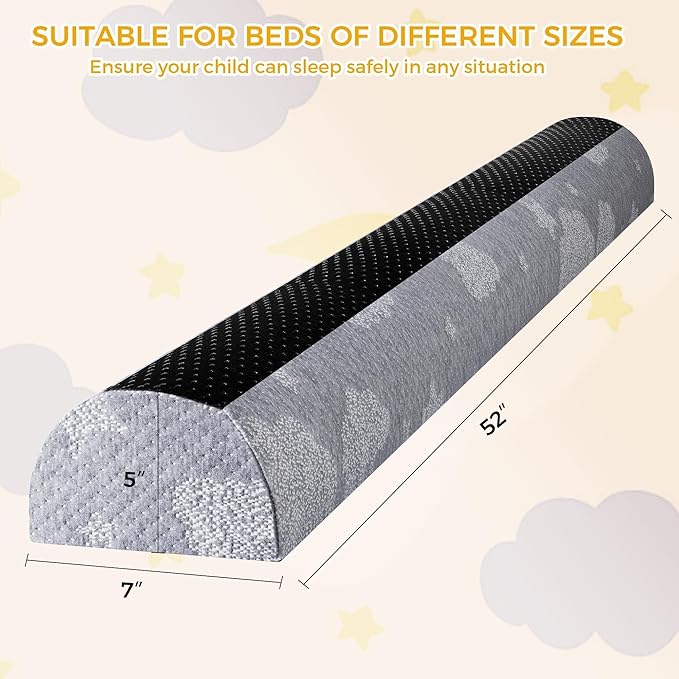 Bed Rail Bumpers for Toddlers 2pcs - Foam Bed Bumper Guard with Dual Non-Slip Pads Waterproof Washable Soft Removable Cover Safe Bed Rail for Toddlers, Kids Seniors
