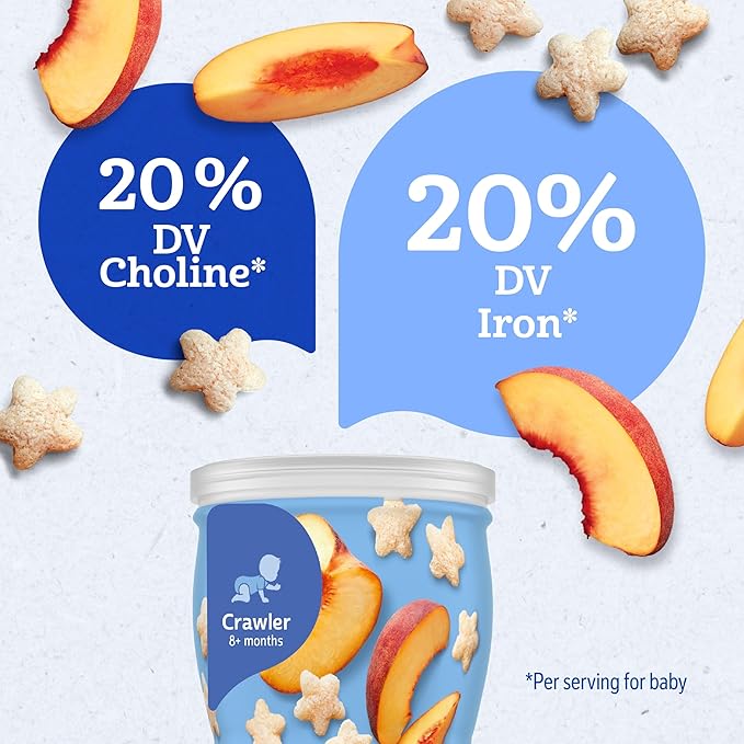Gerber Stage 3 Baby Snacks, Peach Puffs, Puffed Grain Snack, Baby Led Feeding, Iron & Choline, Puffs Snacks for Babies, 6-Pack