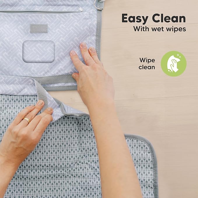 KeaBabies Portable Diaper Changing Pad, Travel, Car - Large Waterproof Baby Changing Mat, Wipeable, Padded, On The Go Travel Diaper Clutch Bag, Easy to Use Pockets for Newborn Essentials (Prairie)