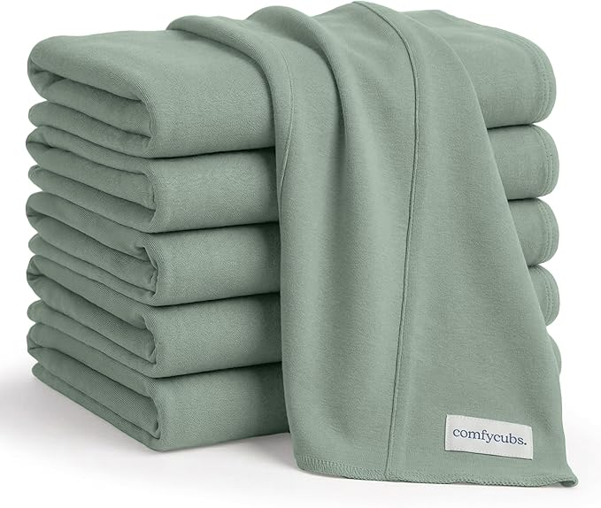 Comfy Cubs Baby Burp Cloths Set (Pack of 6) - Large, 6-Layer, Ultra Absorbent 100% Cotton for Infant Spit-Up, Drool, and Messes - Soft, Gentle, Thoughtful New Born Baby Gifts, Fern