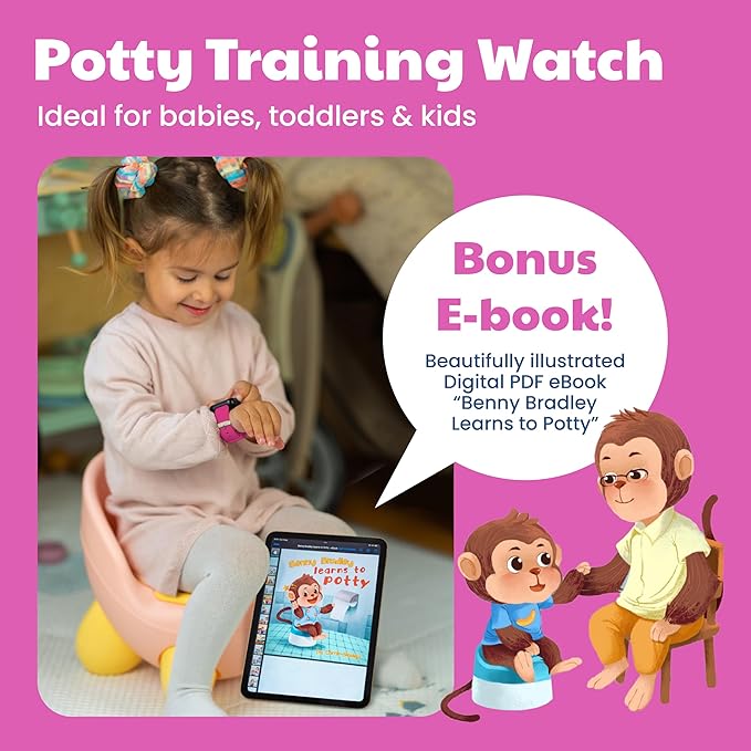 Potty Training Watch for Kids V2 – A Water Resistant Toilet Reminder Device for Boys & Girls to Train Your Toddler with Fun/Musical & Vibration Interval Reminder with Potty Training eBook (Magenta)
