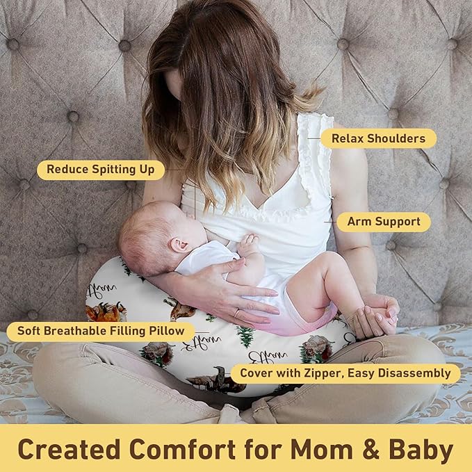 Dyoart Custom Baby Nursing Pillow Cover for Nursing, Animals Theme Removable Nursing Covers for Breastfeeding Pillows, Ultra Soft Comfortable Slipcover for Newborn Baby Boy and Girl
