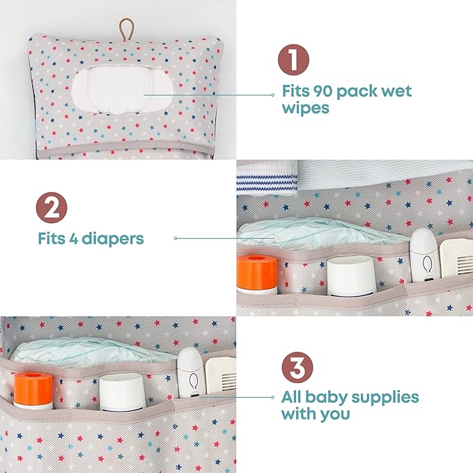 HAMUR Baby Diaper Bag Organizer – Compact & Foldable Stroller Pouch for Newborn Essentials | Travel-Friendly | Fits Boys & Girls (Space)