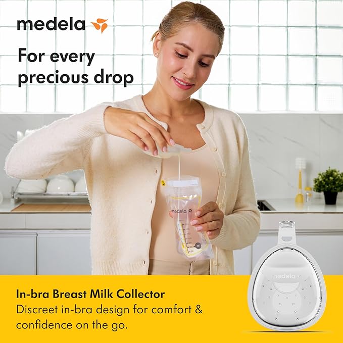 Medela in-Bra Breast Milk Collector, Leak-Proof Wearable Design with Flexible Plug, Anatomic Shape, Made Without BPA, Easy to Clean & Dishwasher Safe, 30 mL Capacity