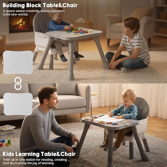 UNISWAN 6 in 1 Baby High Chair, Convertible Highchair for Babies and Toddlers (Grey)