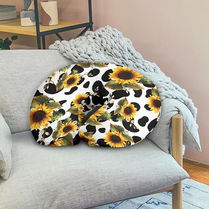 Cow Stripes and Sunflowers Nursing Pillow Cover for Baby Boy Girl Ultra Soft Comfortable Newborn Nursing Pillow Case Breathable and Washable