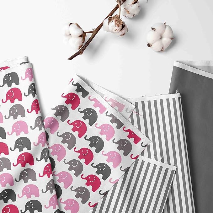 Bacati - Elephants Pink/Grey Nursing Pillow Cover Ultra-Soft 100% Cotton Fabric in a Fashionable Two-Sided Design, Fits All Hugster Nursing Pillows and Positioners