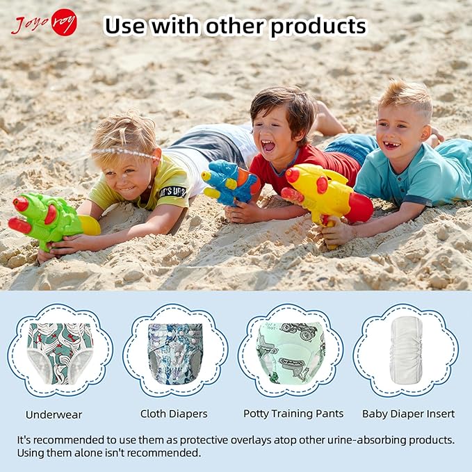 Joyo roy 4Pcs Plastic Underwear for Potty Training Swim Diaper Covers for Toddlers Cloth Diaper Cover for Boys Rubber Pants Waterproof Plastic Underwear Rubber Training Pants for Toddlers 3T-4T