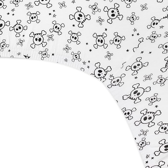 HonestBaby Boys Organic Cotton Changing Pad Cover, Tossed Skulls, One Size