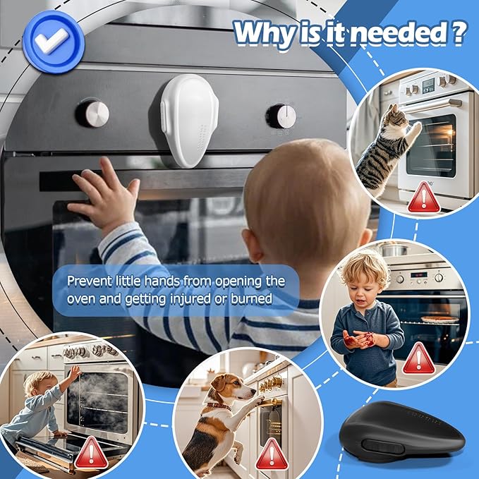 Oven Lock Child Safety (2Pack), Premium Baby Proofing Oven Door Locks, Easy to Install & Use Durable and Heat-Resistant Material no Tools Need or Drill Oven Child Safety Lock (White)