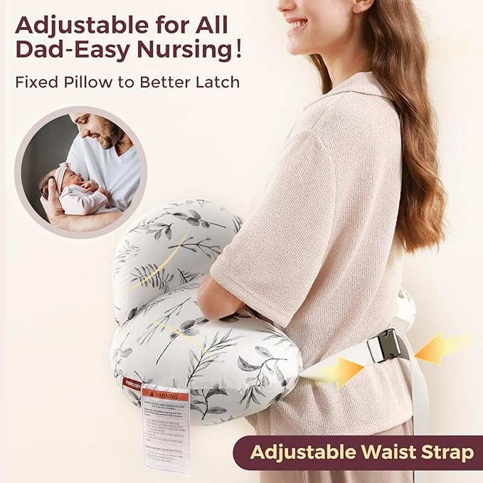 Momcozy Innovative Safety Guard Nursing Pillow for Breastfeeding- Wider Feeding Pillows for More Support for Mom & Baby- Easier Nursing & Hand Free- Fit for All, Removable Cotton Cover