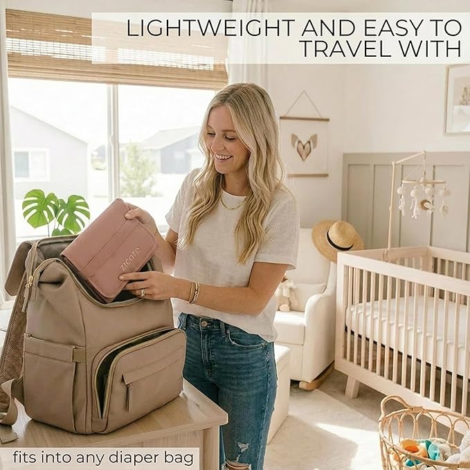 Beautiful Portable Baby Changing Pad - Wipeable and Easy to Clean Diaper Changing Mat - The Perfect Waterproof Vegan Leather Pad for Traveling