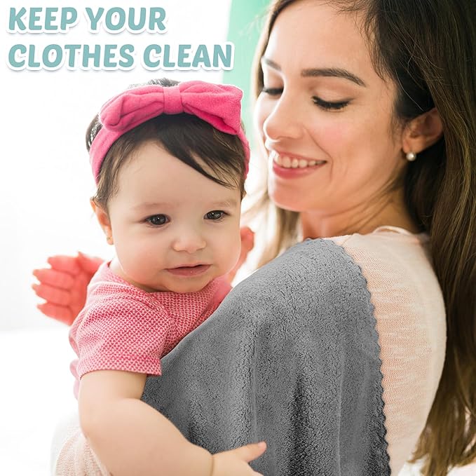 Newwiee 50 Pack Baby Burp Cloths 20''x10'' Absorbent Burping Cloths for Girl Boy Large Baby Rags Towels for Newborn Essential(Gray, White)