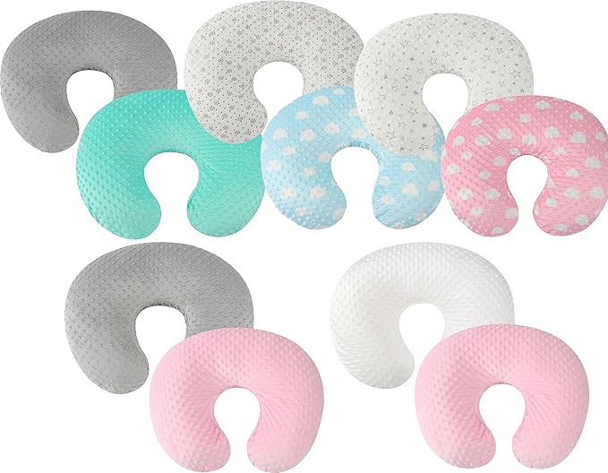 Dot Nursing Pillow Cover Set 2 Pack Nursing Pillow Slipcovers, Ultra Soft Compatible with Boppy Pillow,Standard Pillow for Baby Boy Girl Grey and Pink