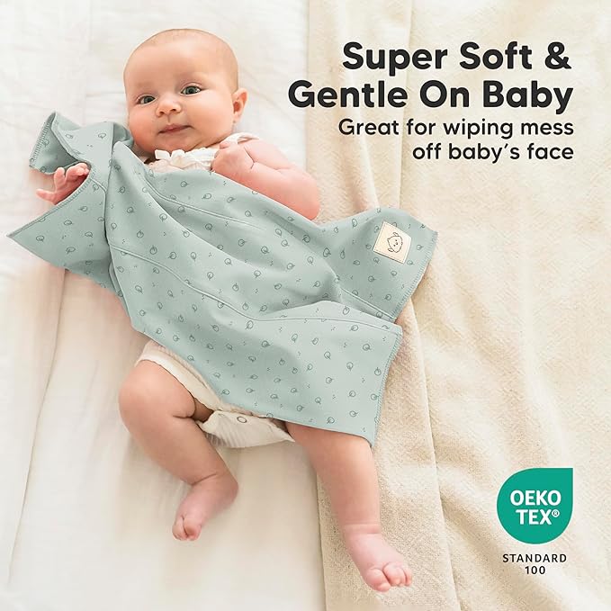 Organic Burp Cloths Baby Boy, Girl - 6-Pack Large 100% Cotton Burping Cloths for Babies, Spit Up Rags, Super Absorbent, Ultra Soft Newborn Rag, Gender Neutral, Machine Washable, Durable (Nordic)