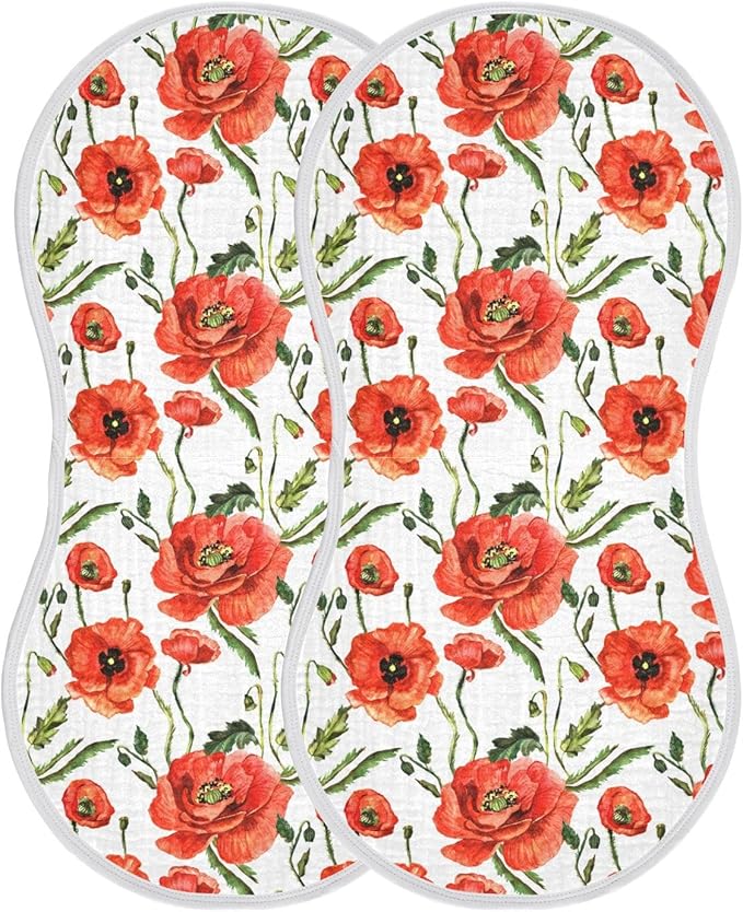vvfelixl Burp Cloths Wildflower Poppy Flower for Baby Boy Girls Baby Washcloths Burp Rags 1 Pack