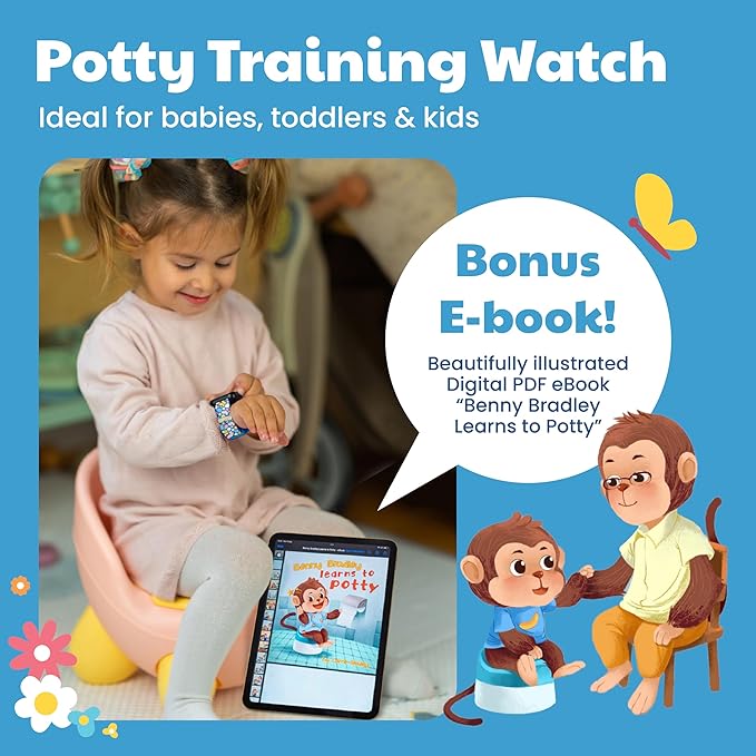 Potty Training Watch for Kids V2 – A Water Resistant Toilet Reminder Device for Boys & Girls to Train Your Toddler with Fun/Musical & Vibration Interval Reminder with Potty Training eBook (Butterfly)