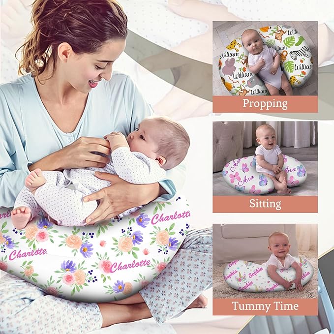 Custom Baby Nursing Pillow Cover Personalized with Name Customized for Boys Girls
