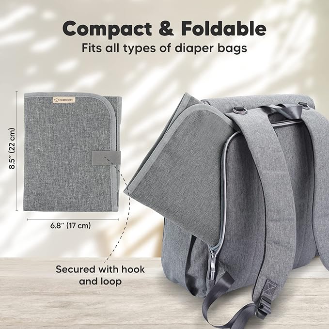 KeaBabies Portable Diaper Changing Pad - Waterproof Foldable Baby Changing Mat - Travel Diaper Change Mat - Lightweight Changing Pads for Baby - Baby Changer - Machine Washable