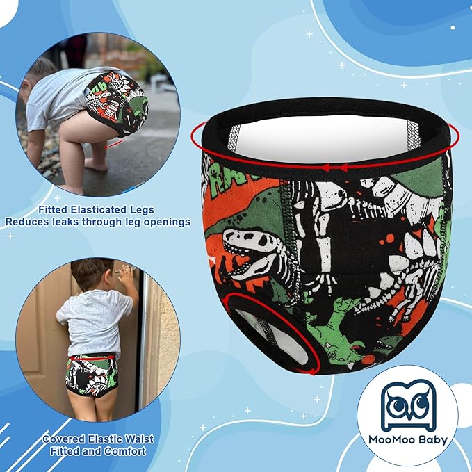 MooMoo Baby Cotton Potty Training Underwear 4 Packs Absorbent Training Pants for Boys 3T