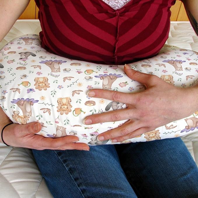 Spring Animals Baby Nursing Pillow Covers for Boy Girl Bear Tiger Bird Bees Floral Nursery Pillowcase for Breastfeeding Pillows Cute Floral Animals Soft Stretchy Slipcovers for Newborn Infant