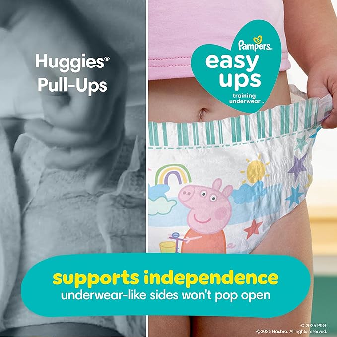 Pampers Easy Ups and Baby Wipes - Pull On Disposable Potty Training Underwear for Girls and Boys, Size 7 (5T-6T), 84 Count, ONE MONTH SUPPLY with Sensitive Wipes, 6X Pop-Top Packs, 336 Count