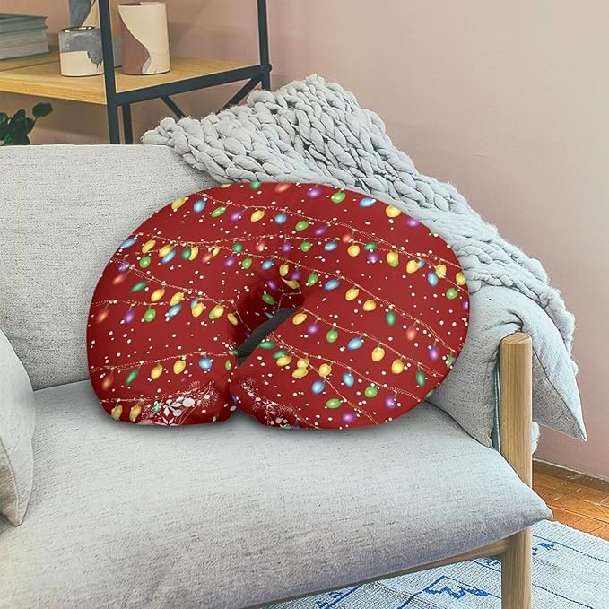 Christmas Lights Nursing Pillow Slipcover Dustproof Skin-Friendly Nursing Pillow Cover Stretchy Removable Bottle and Breastfeeding Cover for Boys and Girls