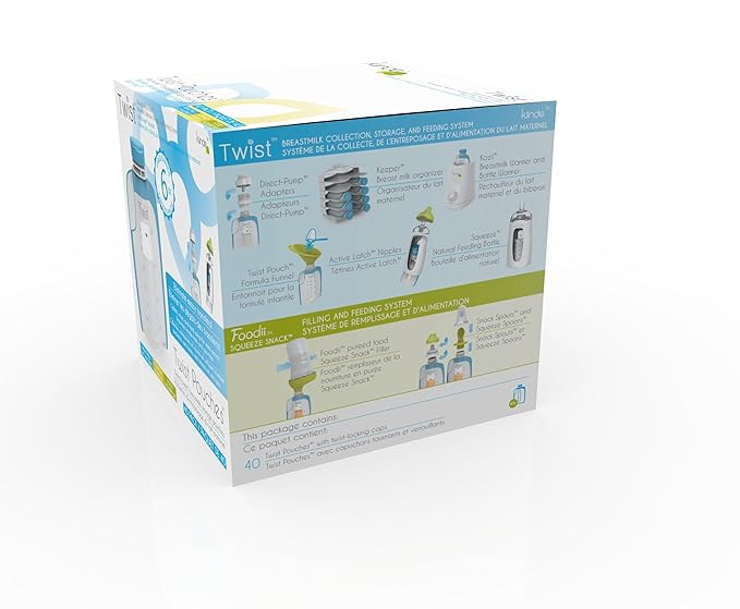 Kiinde Twist Pouch Breast Milk Storage Bags for Pumping, Freezing, and Feeding. Direct pump, direct feed, pre-sterilized, 6 Ounce (Pack of 40)