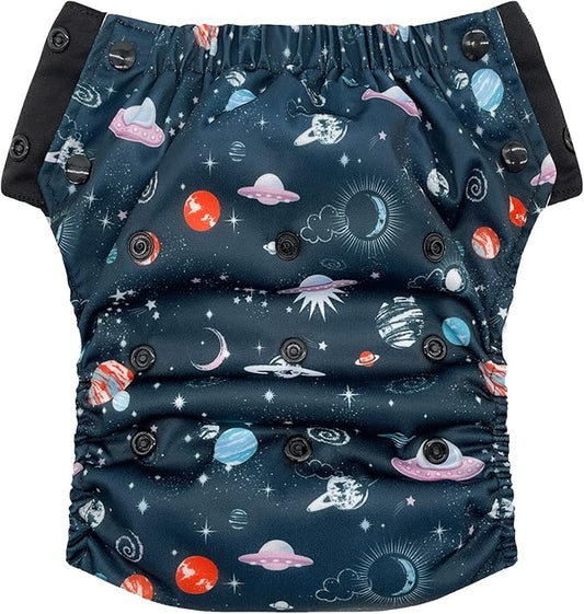 EcoAble Reusable Potty Training Diaper with Insert, Daytime Pull-on Cloth Training Pants for Toddlers and Big Kids (Size 3, Outer Space)