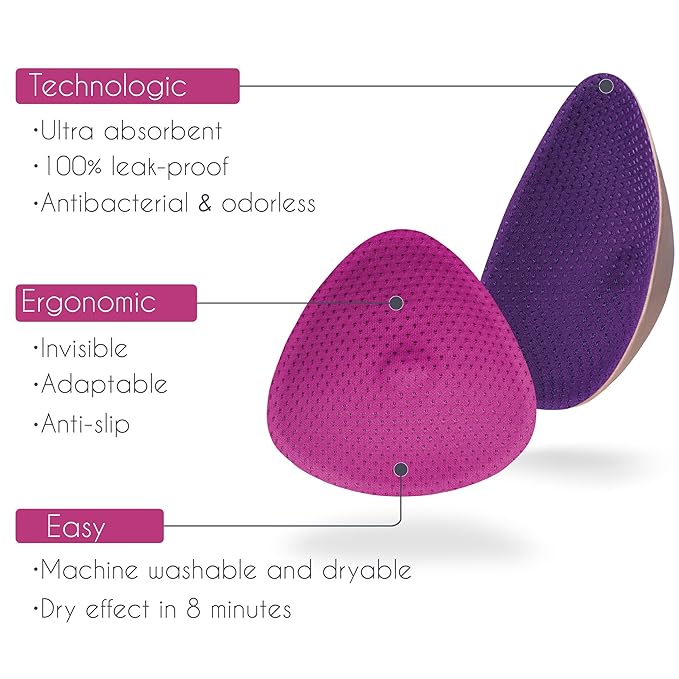 Essential Day - 2 Nursing Pads - Ultra Absorbent - Reusable & Washable Breast Pads - Heavy Leaks - Stay Dry All Day, Eco-Friendly. Say Goodbye to Disposable Pads