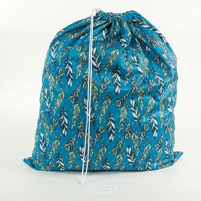 OsoCozy Cloth Diaper Pail Liner - Reusable, Washable, Waterproof Wet Bag with Drawstring. Excellent for Diaper Pails, Garbage Cans, Laundry, Recycling and Storage - Jay Feathers