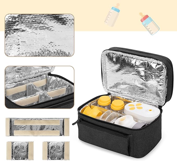 BAFASO Breast Pump Bag (Compatible with Medela Pump in Style) with a Waterproof Pump Parts Pad, Carrying Case for Medela Pump in Style and Extra Parts (Patent Pending), Black