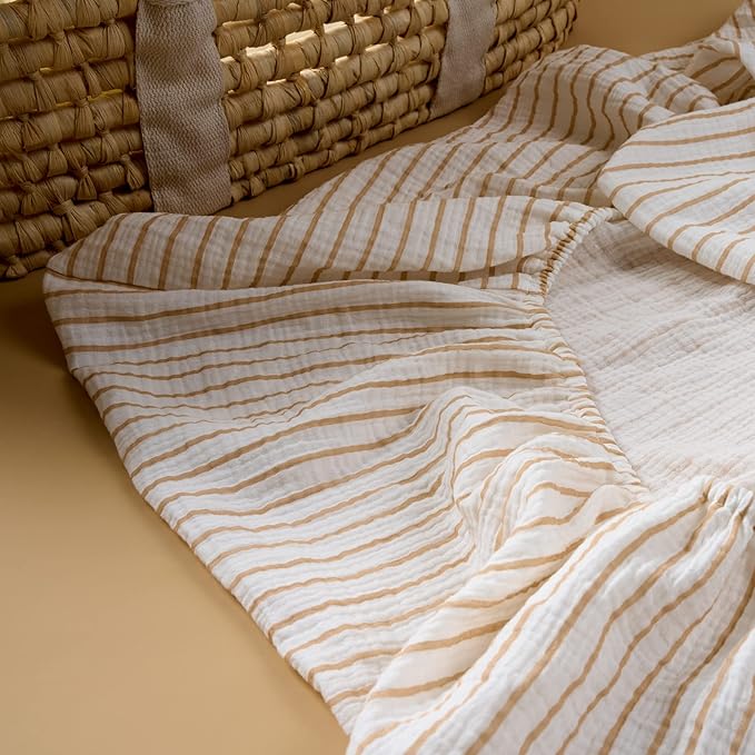 Meracorallo Muslin Changing Pad Cover, 100% Cotton Soft and Comfortable Changing Table Cover for Baby Boys and Girls, Neutral Stripe