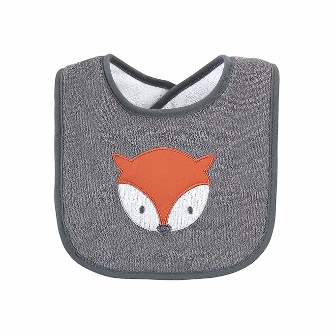 Hudson Baby Unisex Baby Cotton Terry Drooler Bibs with Fiber Filling, Boy Gray Woodland, One Size
