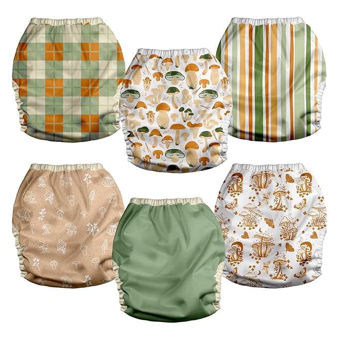 Mama Koala Reusable Adjustable Cloth Diaper Covers with Double Gusset for Girls and Boys, Snap Closure, Size M (Vibrant Mush-M)