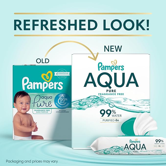 Pampers Pure Protection Disposable Baby Diapers Size 3, One Month Supply (168 Count) with Aqua Pure Baby Wipes, 6X Pop-Top Packs (336 Count)