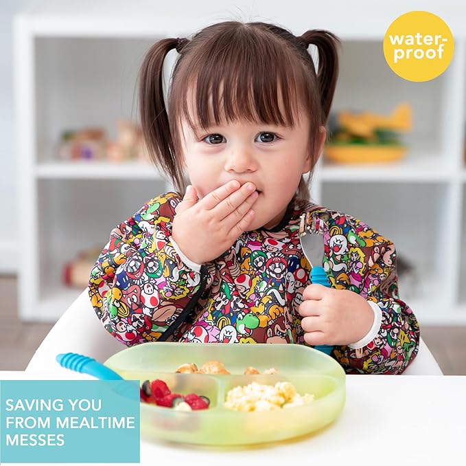 Bumkins Sleeved Bib for Girl or Boy, Baby and Toddler for 6-24 Mos