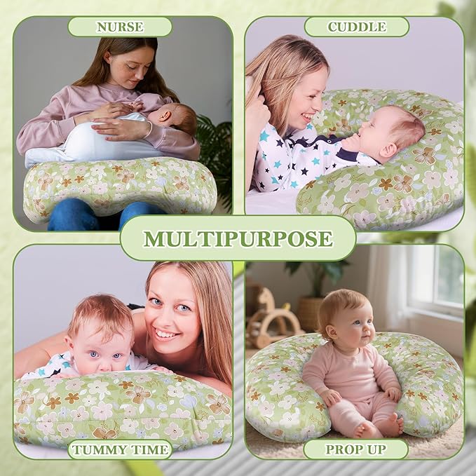 Nursing Pillow & Breastfeeding Pillow – Ergonomic C-Shape for Breastfeeding & Bottle Feeding, Standard Size Breathable with Washable Cover, Hypoallergenic,Tummy Time & Sitting Support (0-18Months)