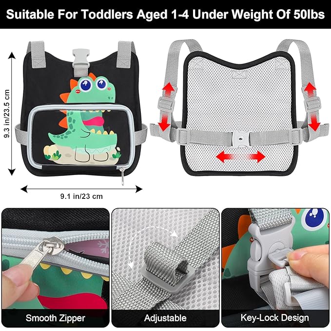 Accmor Toddler Harness Leash with Anti Lost Wrist Link, Kids Walking Harness, Child Restraints for Walking Outdoor Travel, Cute Dinosuar Portable Baby Holder Tether Wristband Strap for Boys