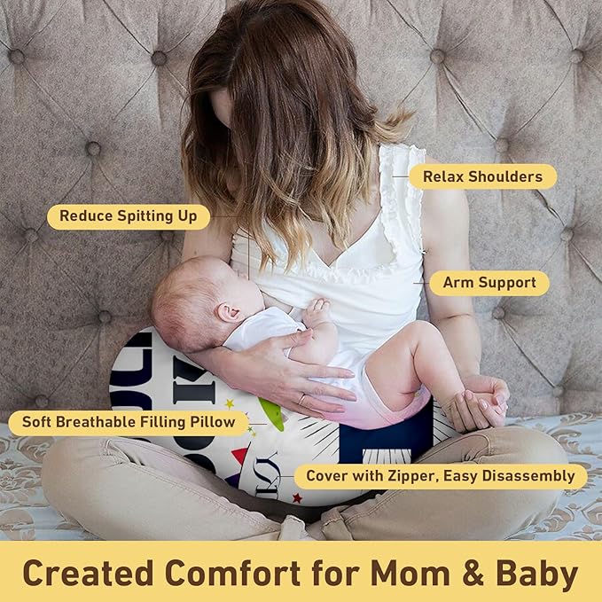 Dyoart Baby Nursing Pillow Cover,Personalized Comfortable Nursing Covers,Custom Name Breastfeeding Pillow Cover for Bottle Feeding,Gifts for Boys Girls(one Size)