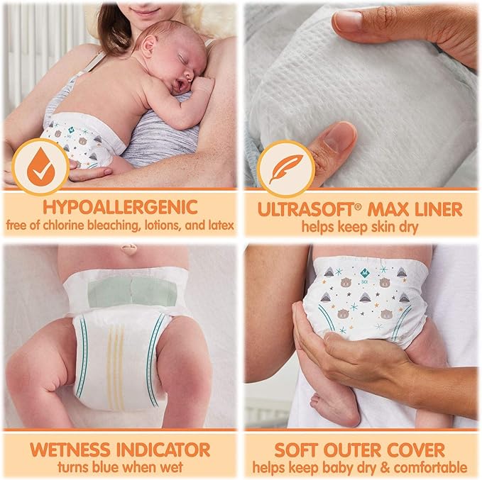 HAO M Mark Premium Baby Diapers - Size 3 (16-28 lbs) 234 Count W/Moist Towelettes
