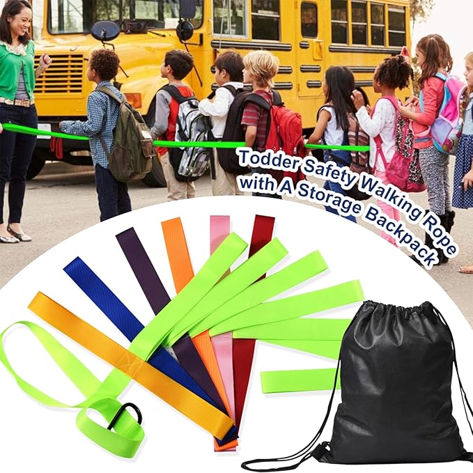 Safety Walking Rope with Colorful Handles for Daycare Teacher and Schools Designed (12 Children and 2 Adults)