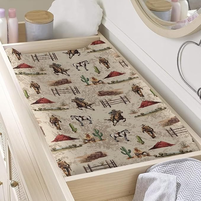 Horse Westren Baby Changing Pad Cover Infant Newborn Diaper Table Change Mat Sheet Cover Changing Table Covers for Boys Girls