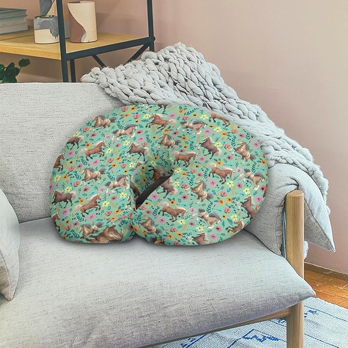 Horse Floral Nursing Pillow Cover Stretchy Neutral Breastfeeding Pillow Cover Fits Snug On Infant Lightweight Neutral Pillow Cover for Infant Snug
