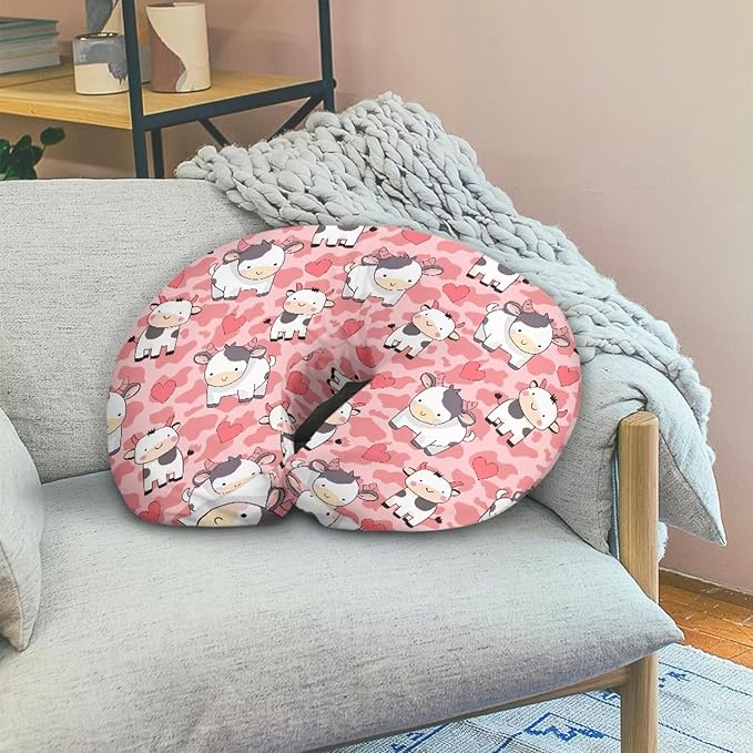 Jeiento Love Heart Cartoon Cow Nursing Pillow Covers Cattle Animal Cartoon Breastfeeding U-Shaped for Bottle Feeding SOT Comfortable Nursing Pillow Slipcovers Washable