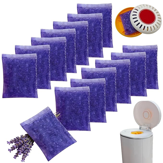 14 Pack Diaper Pail Odor Absorber Refills for Munchkin Step and Pall Diaper Pails, Odor Eliminator Filter Refills for Puck Baking Soda Cartridge (Lavander)