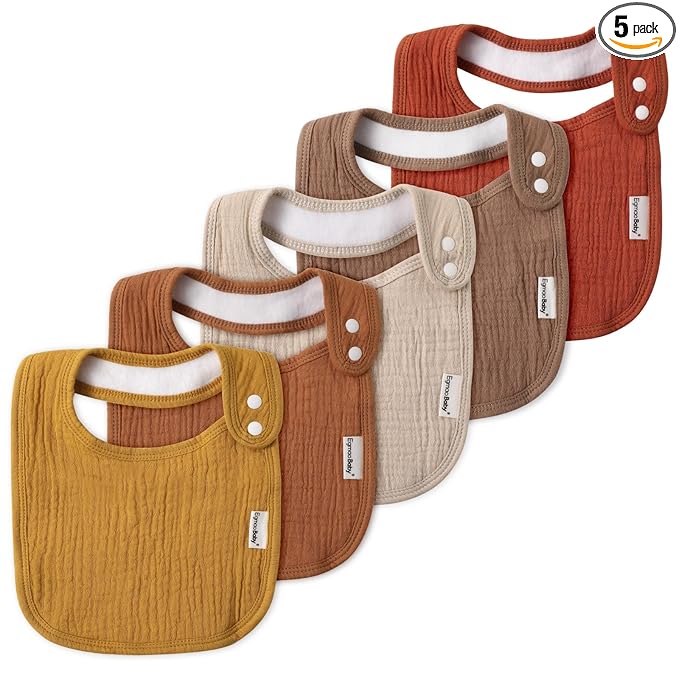 Muslin Bibs for Baby Boys Girls,Organic Muslin Baby Bib for Drooling and Teething,Soft Bandana Drool Bibs 5 Pack